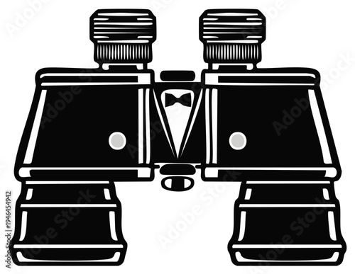 Elegant Black and White Binoculars with Tuxedo Design