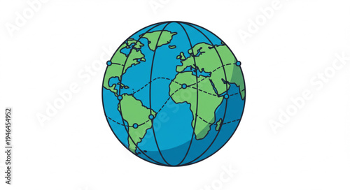 Blue and Green Globe Illustration.