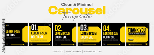 Carousel template for social media post with cellphone or mobile phone Editable mockup. Microblog Clean modern and gradient design for Instagram and LinkedIn, clean, modern, minimal, design.