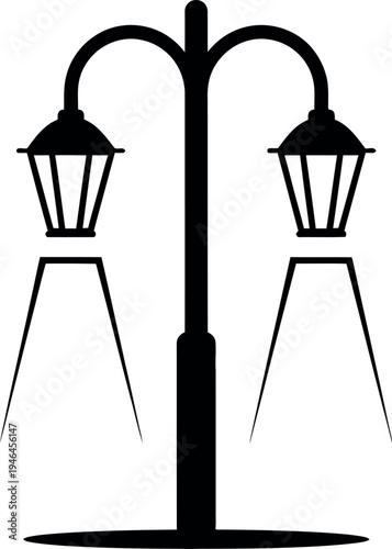 Konstfotografi Black and white illustration of a double headed street lamp post with two lanter
