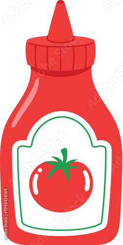 Hand drawn ketchup bottle illustration