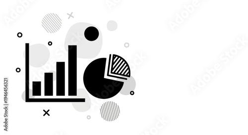 Black and white business graph chart.