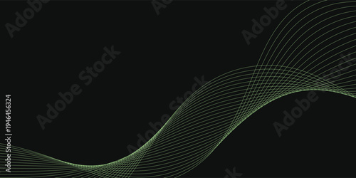 Lime Green Wavy Lines on Dark Backdrop%3A A Serene and Dynamic Abstract Art Piece Showcasing Flowing Energy and Geometric Precision for Design and Technology Projects