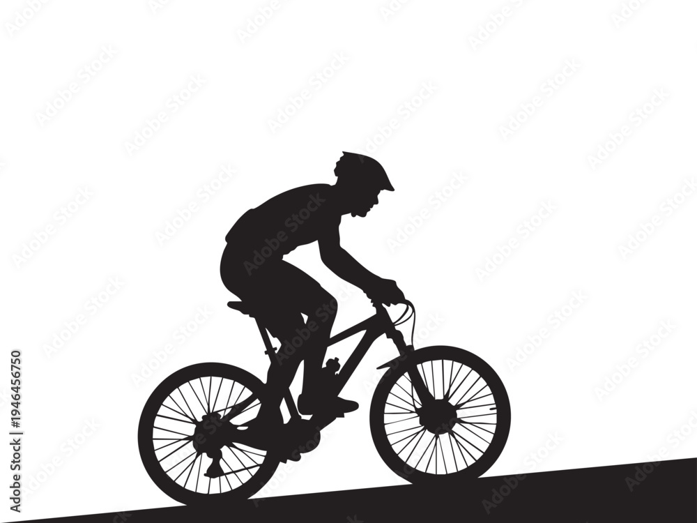 Obraz premium Cycling Silhouette Vector Cyclist, Biking Mountain, Racing, Leisure Adventure Vectors