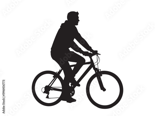 Cycling Silhouette Vector Cyclist, Biking Mountain, Racing, Leisure Adventure Vectors