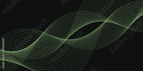 Lime Green Wavy Lines on Dark Backdrop%3A A Serene and Dynamic Abstract Art Piece Showcasing Flowing Energy and Geometric Precision for Design and Technology Projects