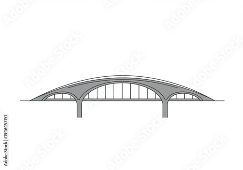 Gray Metallic Arch Bridge Structure Illustration.