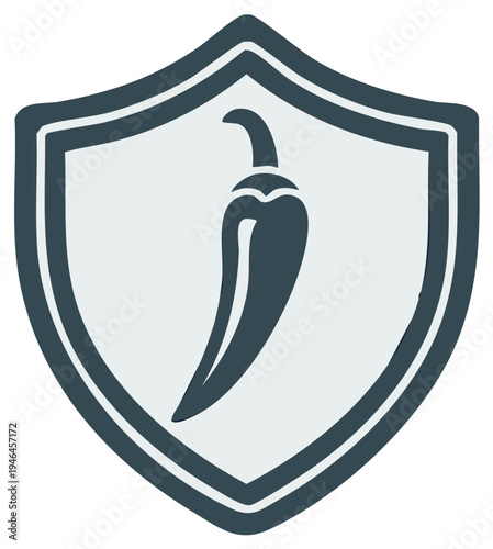 Shield with chili pepper symbol graphic emblem design