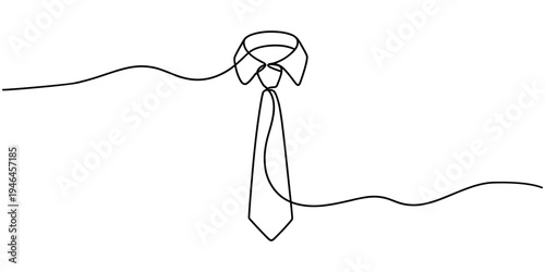 Continuous single line drawing of tie and lettering International Men's Day. Concept Men's Day card one line style, Single line drawing of a Tie, Continuous one line drawing of work tie. Pro vector