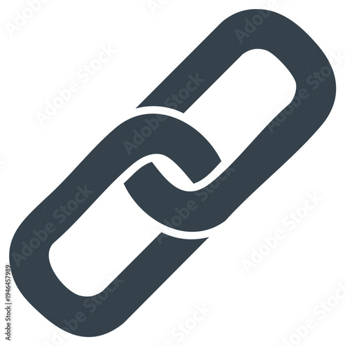 Icon of a metal chain link, connected, symbol of unity, connection, or strength