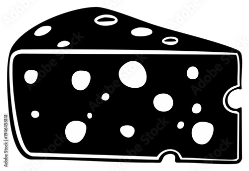 Swiss Cheese Graphic Isolated on White Background, Vector Illustration, Cheese wedge with holes for recipes, food, or cartooning design