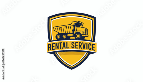 Heavy Duty Dump Truck Rental Service Emblem Logo Design