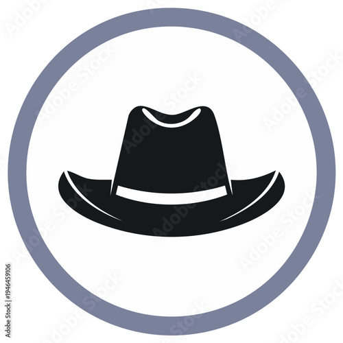 Cowboy hat inside a circular frame logo emblem design