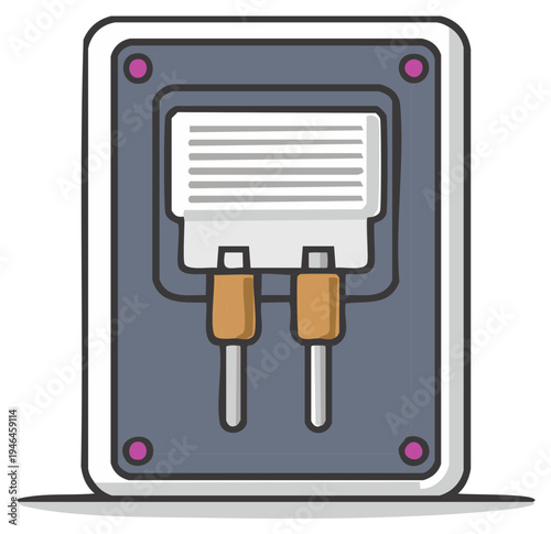 Vector icon of an electrical fuse box, power relay, or circuit component