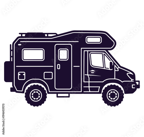 Camper van recreational vehicle motorhome silhouette side view