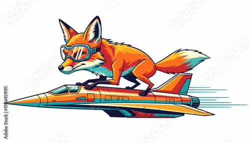 Clever Fox Rider Soaring Through The Sky On A Futuristic Jet Plane