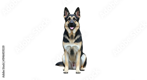 German Shepherd Dog Sitting Front View