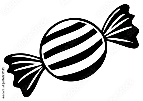 Black and White Striped Ball Candy with Twisted Ends