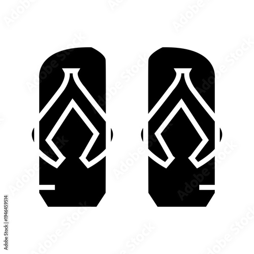 black and white slippers flip flop glyph con vector