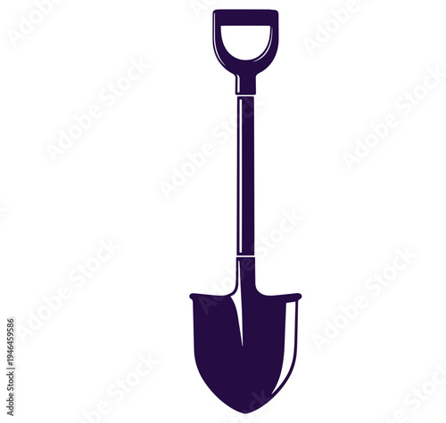 Dark purple shovel icon with white highlights on white background
