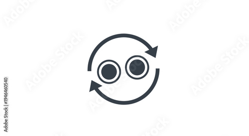 Black and white circular arrow symbol.