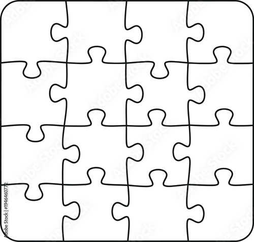 A 4x4 interlocking jigsaw puzzle