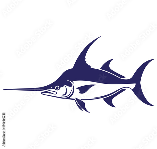 Sailfish swimming isolated on white background