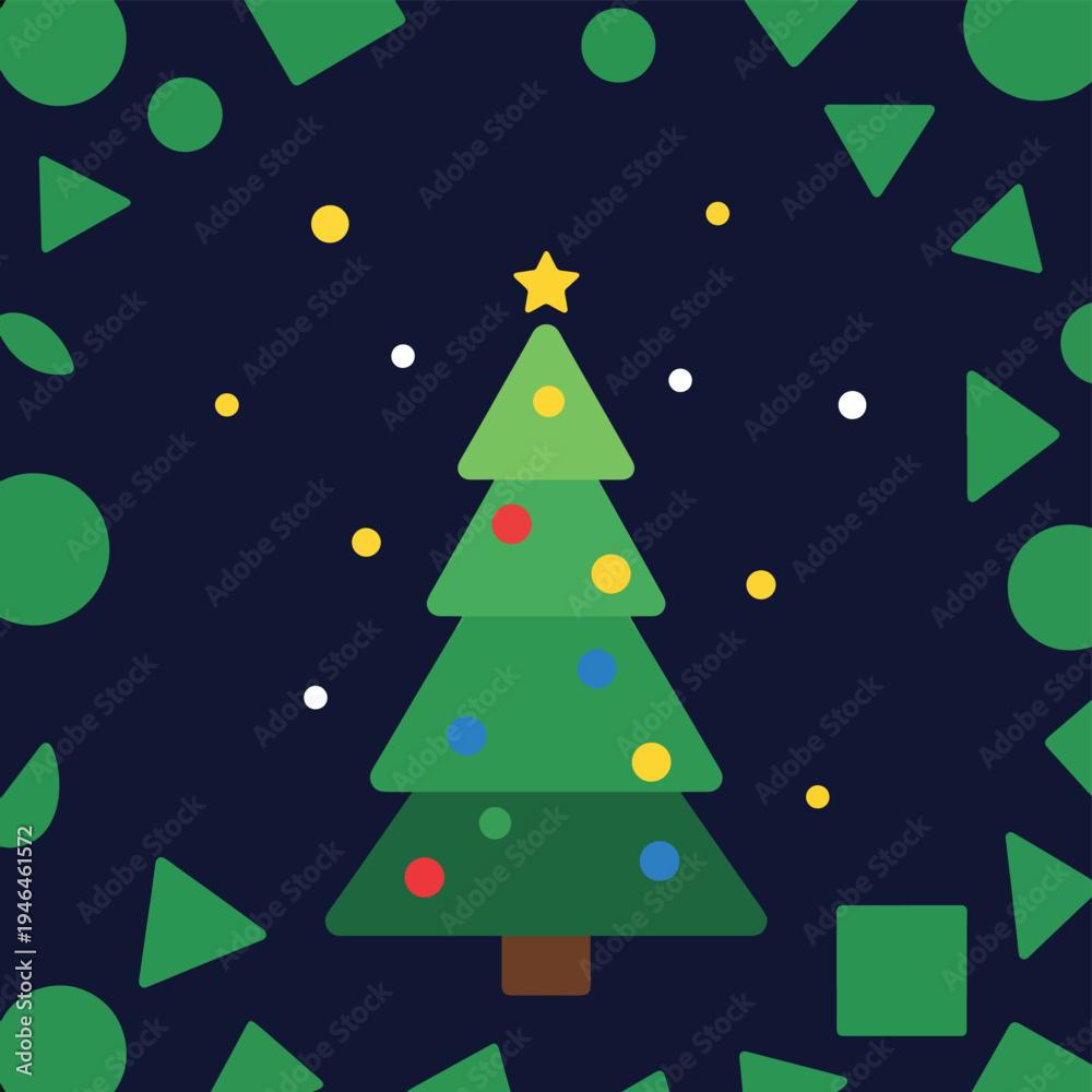 Fototapeta premium Stylized Christmas Tree with Geometric Shapes