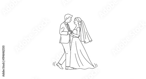 Vector illustration of a bride and groom dancing