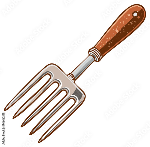 Garden Fork with Wooden Handle a Tool for Digging and Cultivating Soil