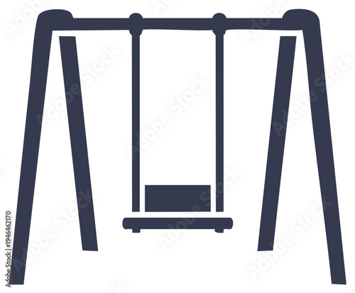 Dark Gray Swing Set Icon, Playground Equipment Illustration for Childrens Play Areas, Vector Graphics