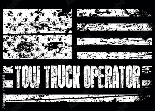 American flag design for tow truck operator with distressed text