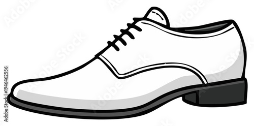 Elegant White Leather Dress Shoe, Classic Men's Footwear Fashion, Isolated Illustration