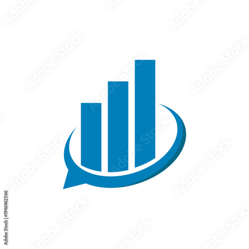 Blue Bar Chart with Speech Bubble Logo