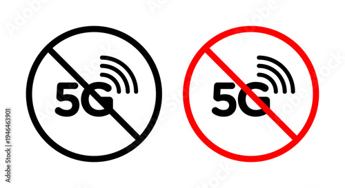 No 5G sign in flat style. Basic vector symbol illustrational sign in flat style. Basic vector symbol illustration