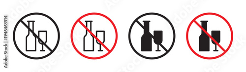 No alcohol sign in flat style. Basic vector symbol illustration