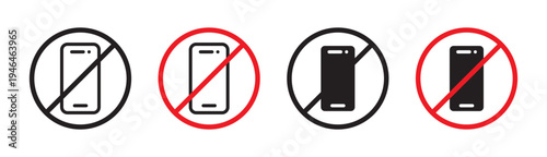 No cell phone sign in flat style. Basic vector symbol illustration