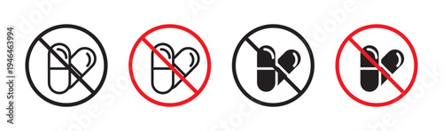 No drugs sign in flat style. Basic vector symbol illustration
