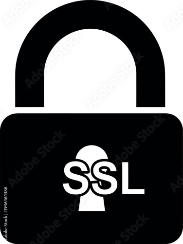 Ssl padlock icon with keyhole and secure socket layer text