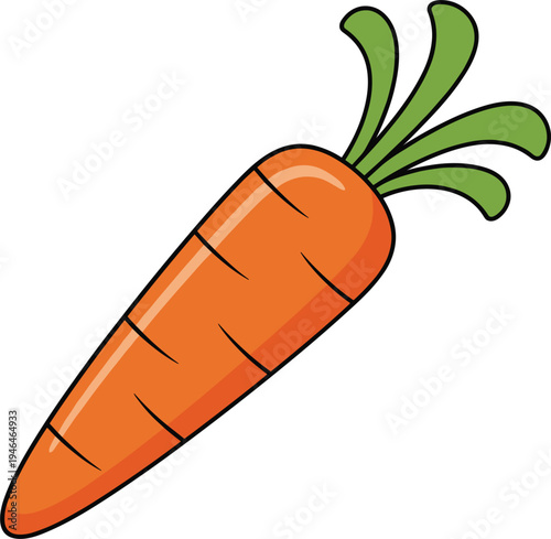 Fresh Carrot Vegetable Cartoon Illustration Healthy Organic Root Vegetable for Cooking, Farming, Vegan Diet, Garden Produce and Food Ingredient Design
