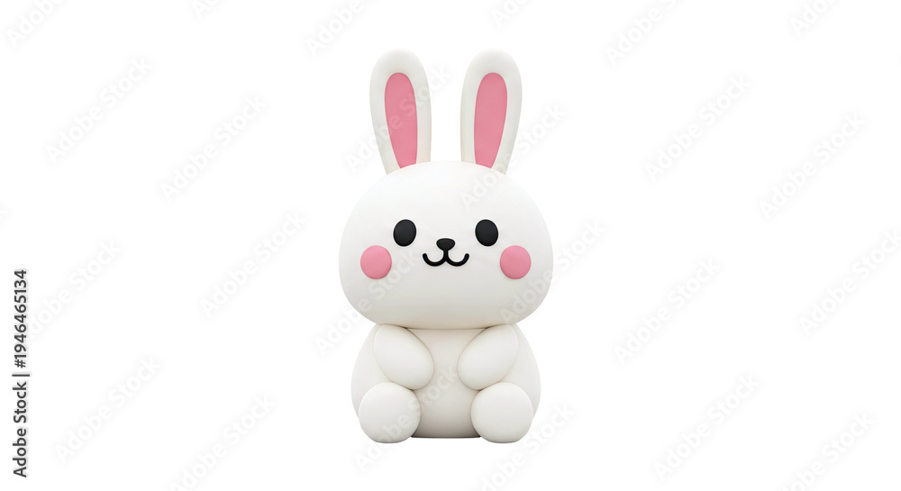 Obraz premium Cute 3D Render of a Kawaii Bunny