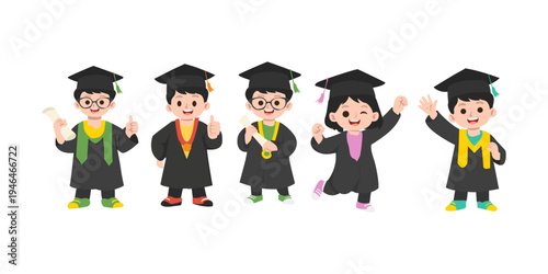 Illustration of Cute Student Graduate