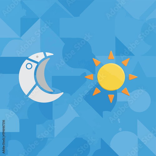 Day and Night Moon and Sun Icon Set