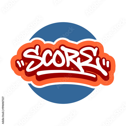 Score Word Graffiti Tag Illustration in Classic Hand Style for Modern Urban Basketball Identity and Branding.