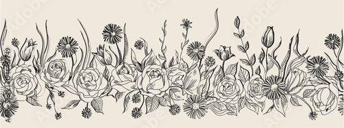 Grunge minimal charcoal or chalk spring summer flower collection. Vector illustration of ink hand drawn wild herbs set. Wax crayon drawing style. Floral silhouette elements for scrapbooking design.