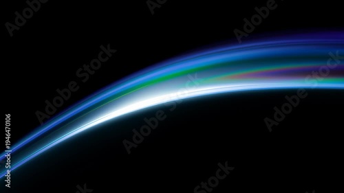 Abstract animation background refraction effect render shape blue soft glowing arc of light with subtle refraction and soft blue gradient creating smooth abstract animation background effect wave
