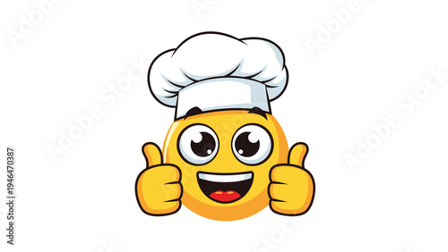 Happy cartoon chef emoji wearing a chef's hat and giving a double thumbs-up, representing cooking excellence and approval.