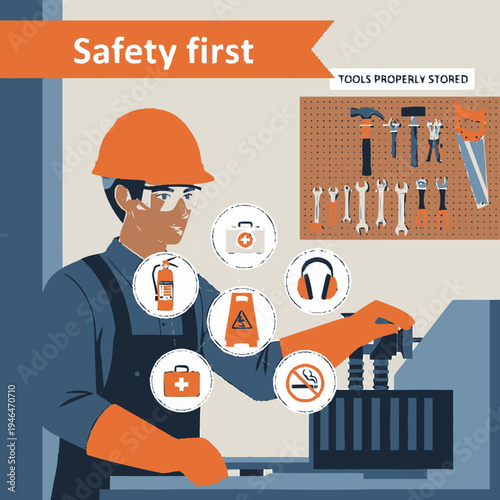 Industrial worker in personal protective equipment operating machinery, demonstrating essential workplace safety standards and adherence to hazard prevention protocols in a manufacturing environment