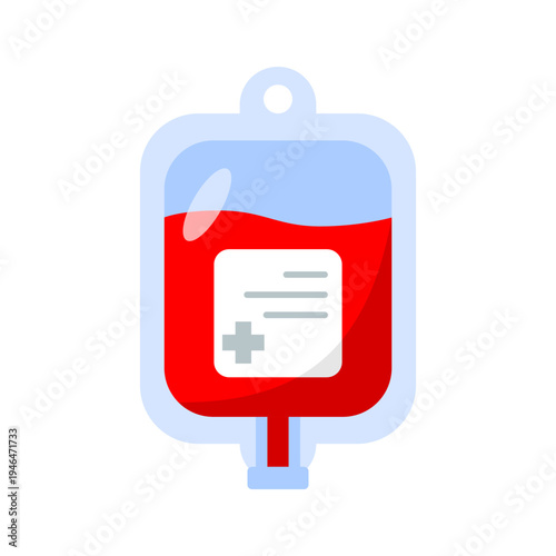 Red blood bag medical icon flat vector design