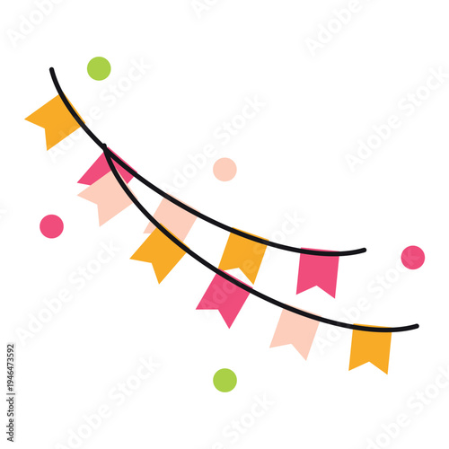 Party Bunting Garland Decoration Vector Icon
